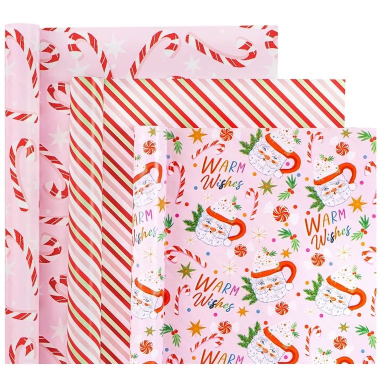 WRAPAHOLIC Christmas Wrapping Paper Roll - Mini Roll - 3 Rolls - 17 Inch X 120 Inch Per Roll - Re... | Walmart (US)