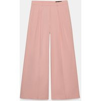 Zara - Zw Collection Pleated Wide Leg Pants - Pastel Pink - L - Woman | Zara US