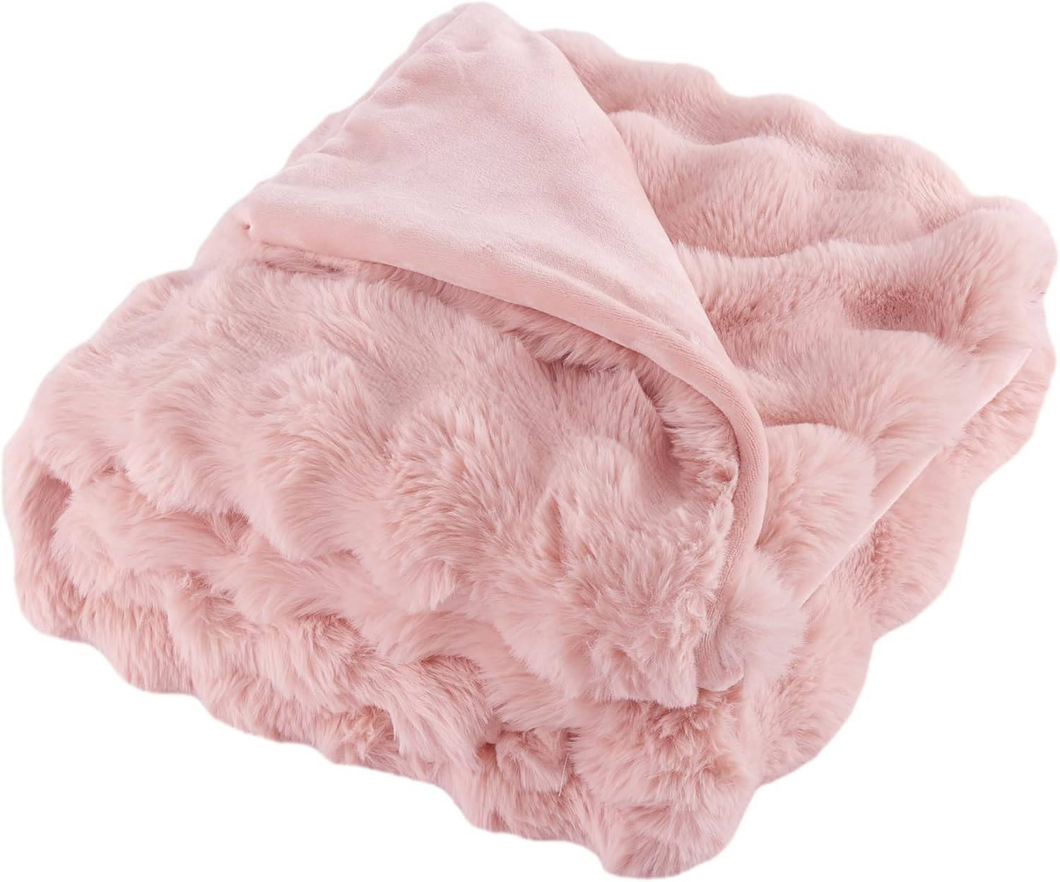 Soft Pink Throw Blanket Faux Rabbit Fur,Super Heavy Warm Cozy Bed Blankets for Couch Sofa, Revers... | Amazon (US)