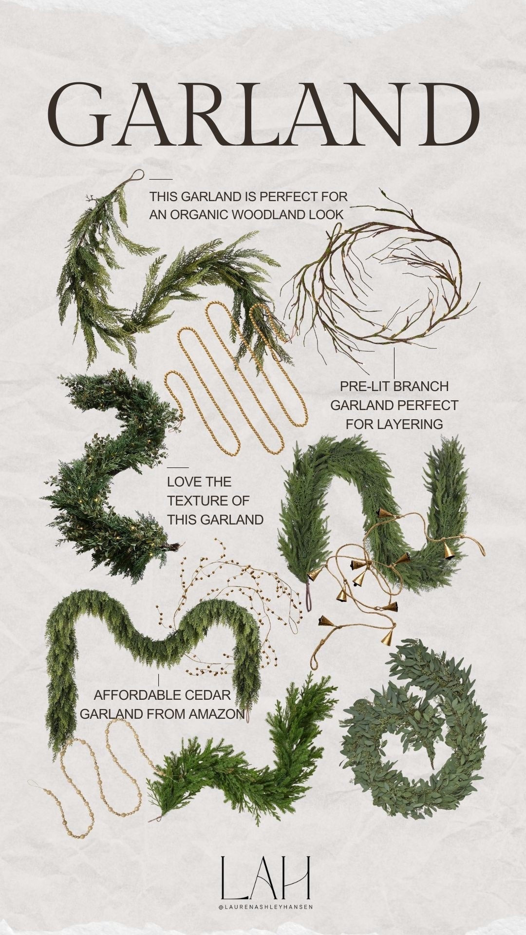 A complete garland round up! All the greenery, beaded strands, and glazed metal options you’ll need this season. A mix of affordable and splurge-worthy finds for a layered and cozy look! 

#LTKHoliday #LTKHome