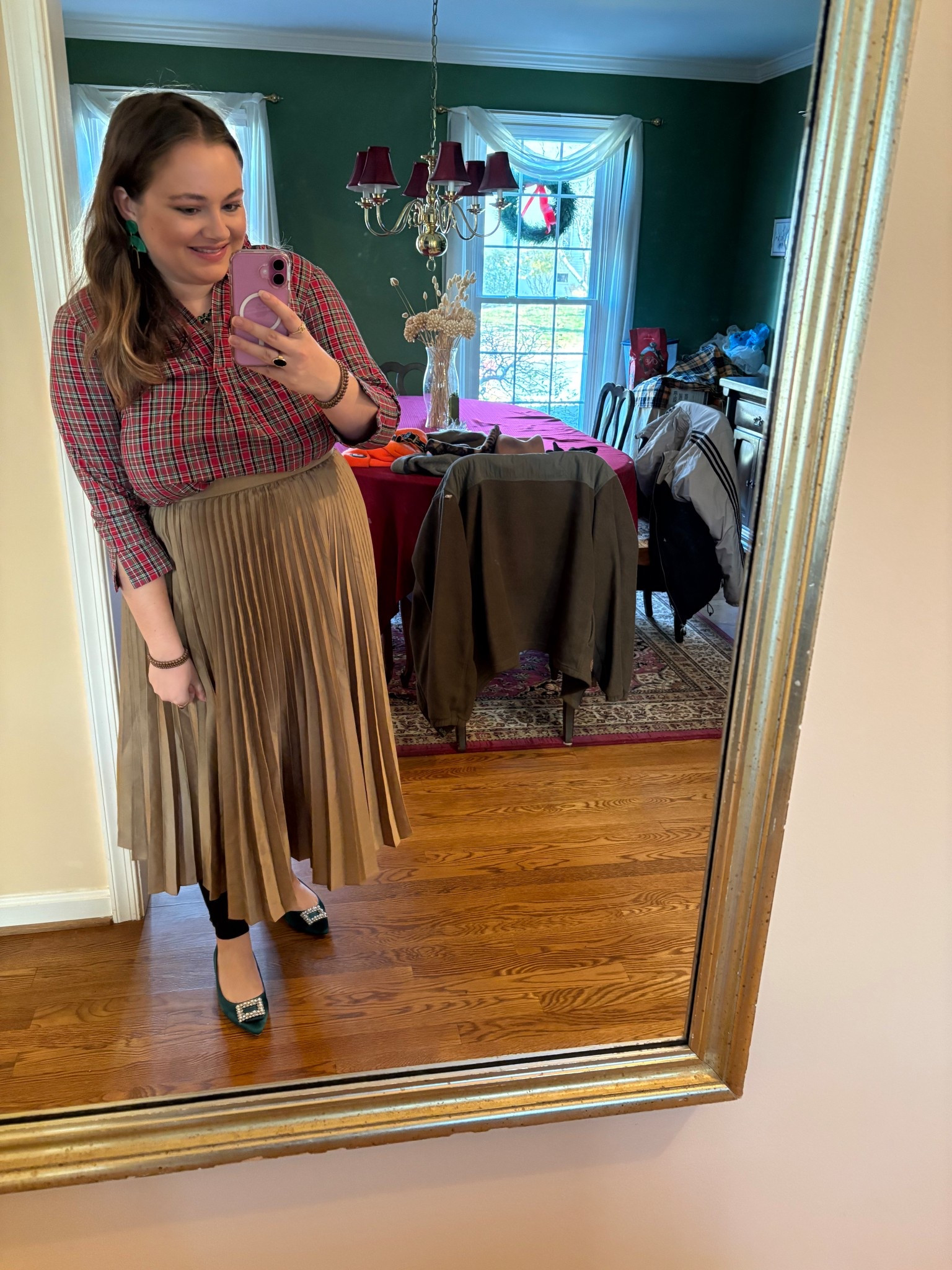 December 3, 2025 OOTD! 

Tartan • Tartan Top • Tartan Blouse • Gold Skirt • Gold Midi Skirt • Holiday Look • Holiday Outfit • Christmas Outfit • Christmas Look • Preppy • Christmas • Holiday • Preppy Style • Preppy Outfit • Preppy Look

#LTKSeasonal #LTKHoliday #LTKootd