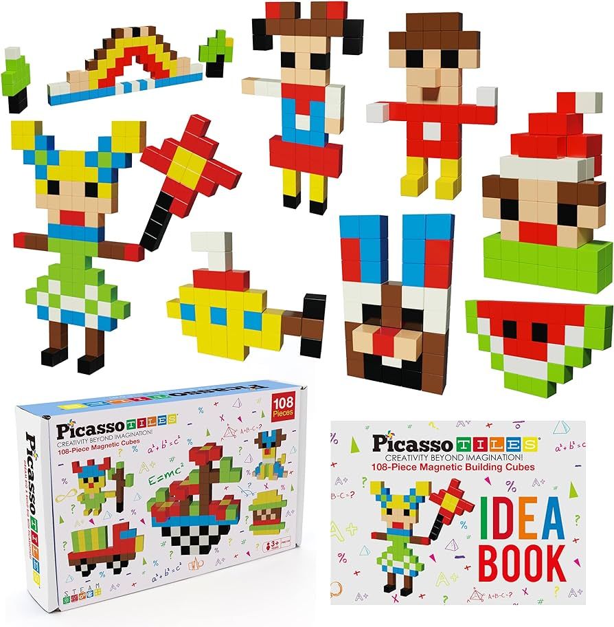 Magnetic Blocks Picasso Cubes 108 Piece Magnet Building Block 1" Pixel Puzzle 3D Cube Constructio... | Amazon (US)