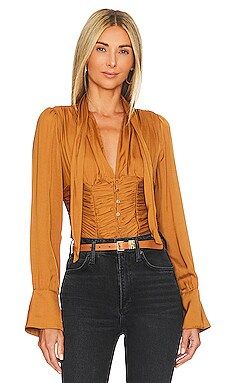 Free People Meet Me There Buttondown in Amber from Revolve.com | Revolve Clothing (Global)