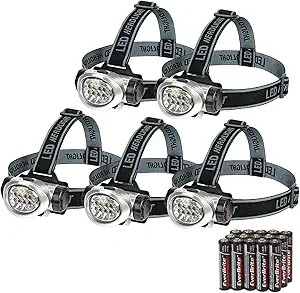 EverBrite 5-Pack LED Headlamp, 4 Lighting Modes, Pivoting Head with Adjustable Headband, Perfect ... | Amazon (US)