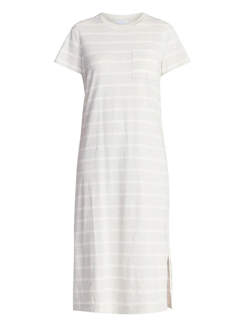 Time and Tru Women's Cotton Midi T-Shirt Dress with Short Sleeves, Sizes XS-XXXL | Walmart (US)