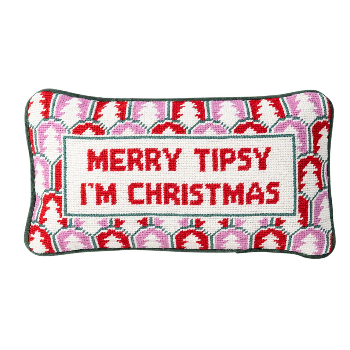 Merry Tipsy Needlepoint Pillow | Furbish Studio