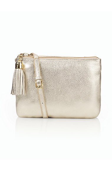 Metallic Leather Tassel Cross-body Bag | Talbots
