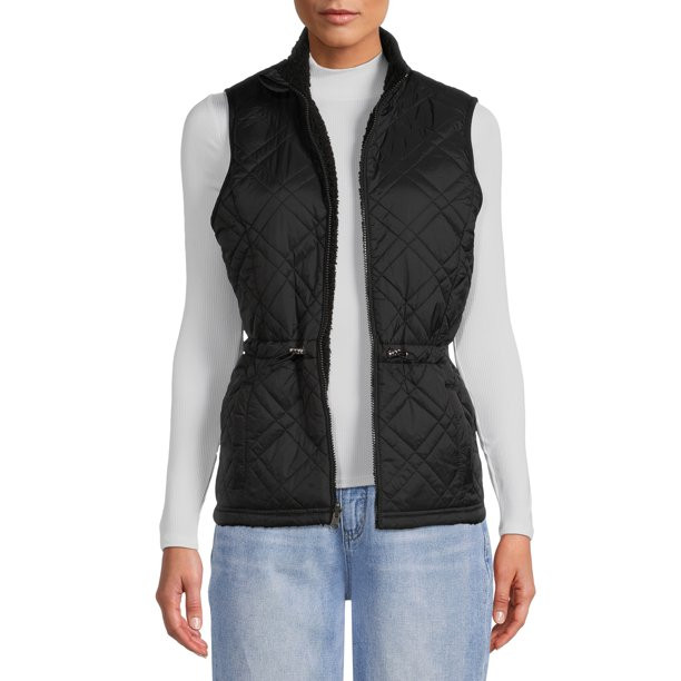 Time and Tru Women's and Plus Reversible Quilted Vest - Walmart.com | Walmart (US)