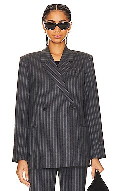 ANINE BING Kaia Blazer in Grey Pinstripe from Revolve.com | Revolve Clothing (Global)