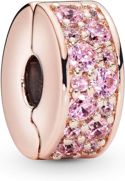 Pandora Pink Pavé Clip Charm Bracelet Charm Moments Bracelets - Stunning Women's Jewelry - Gift ... | Amazon (US)