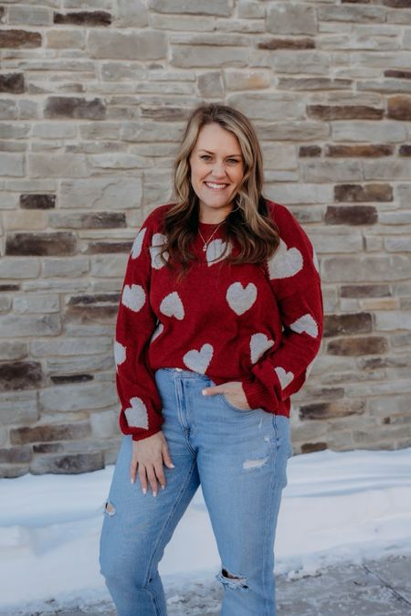 Red heart sweater 

 Valentine’s Day  outfit inspo  mom outfit casual outfit  everyday style jeans  Maurices  winter outfits  winter fashion 

#LTKstyletip #LTKfindsunder50 #LTKSeasonal
