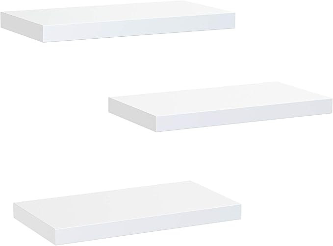 Amada White Floating Shelves Invisible Wall Mounted 3 Sets, Modern Faux Wood Storage Shelves with... | Amazon (US)