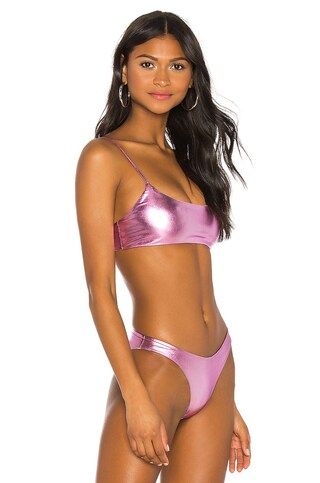 superdown Natalia Bikini Top in Pink Metallic from Revolve.com | Revolve Clothing (Global)