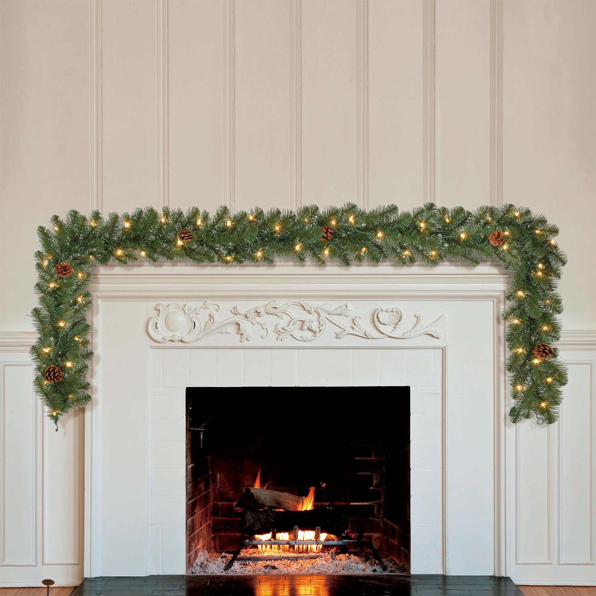 Holiday Time Prelit Green Madison Pine Artificial Christmas Garland, 9 ft | Walmart (US)