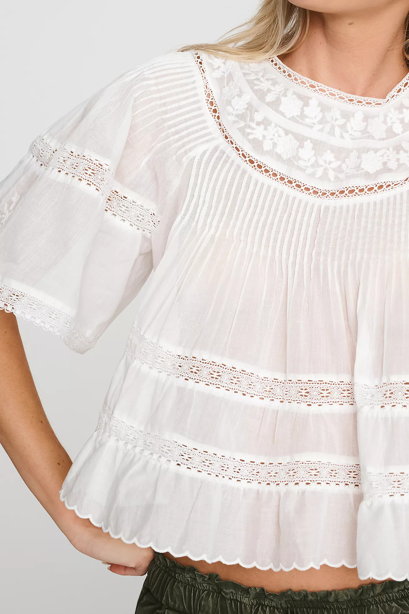 By Anthropologie 100% Cotton Tiered Swing Blouse | Anthropologie (US)