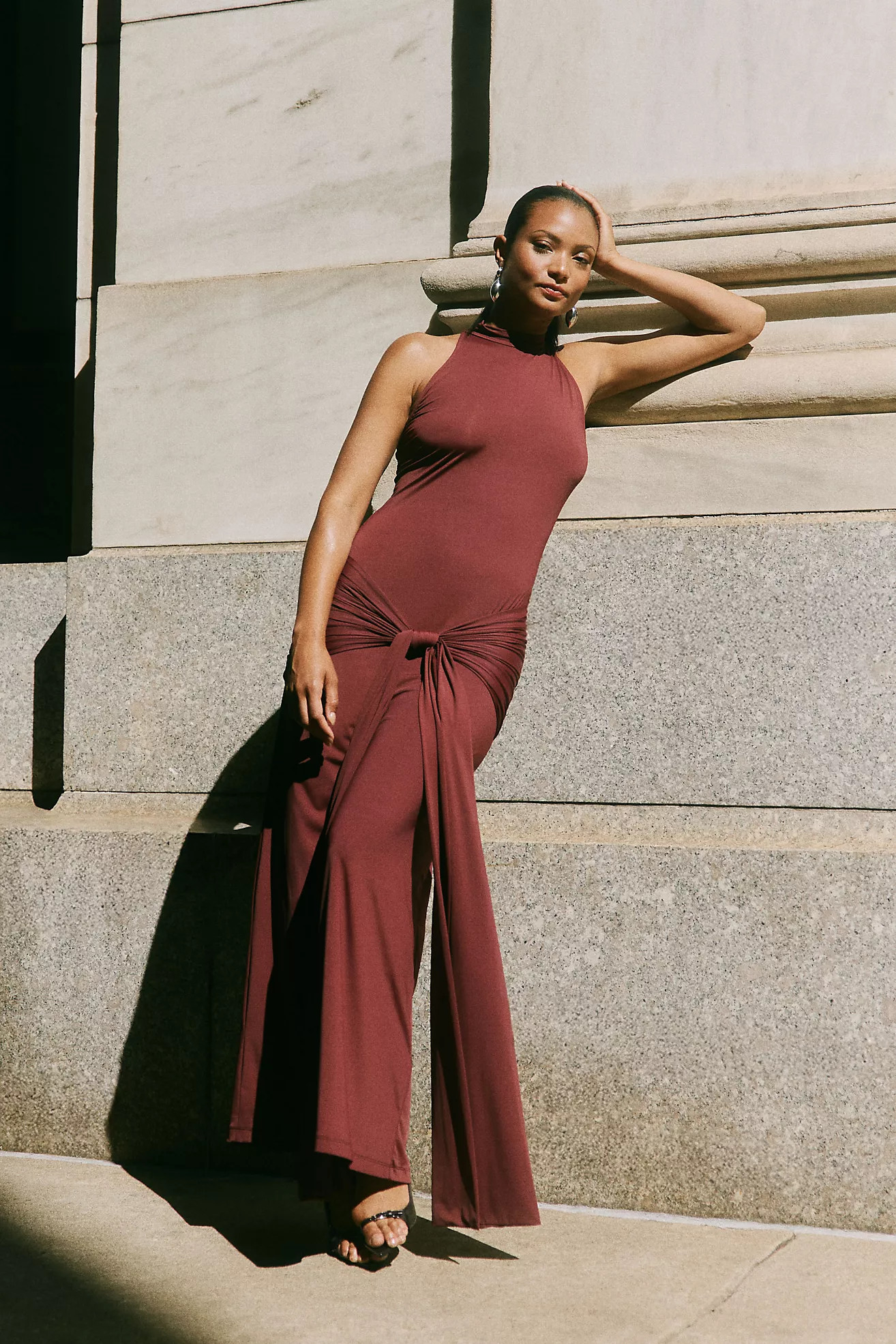 Bardot Isadora High-Neck Tie-Front Maxi Dress | Anthropologie (US)