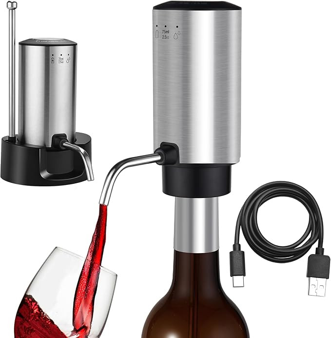 Electric Wine Aerator 3-in-1 Automatic Wine Decanter & Dispenser, USB Rechargeable Wine Pourer wi... | Amazon (US)