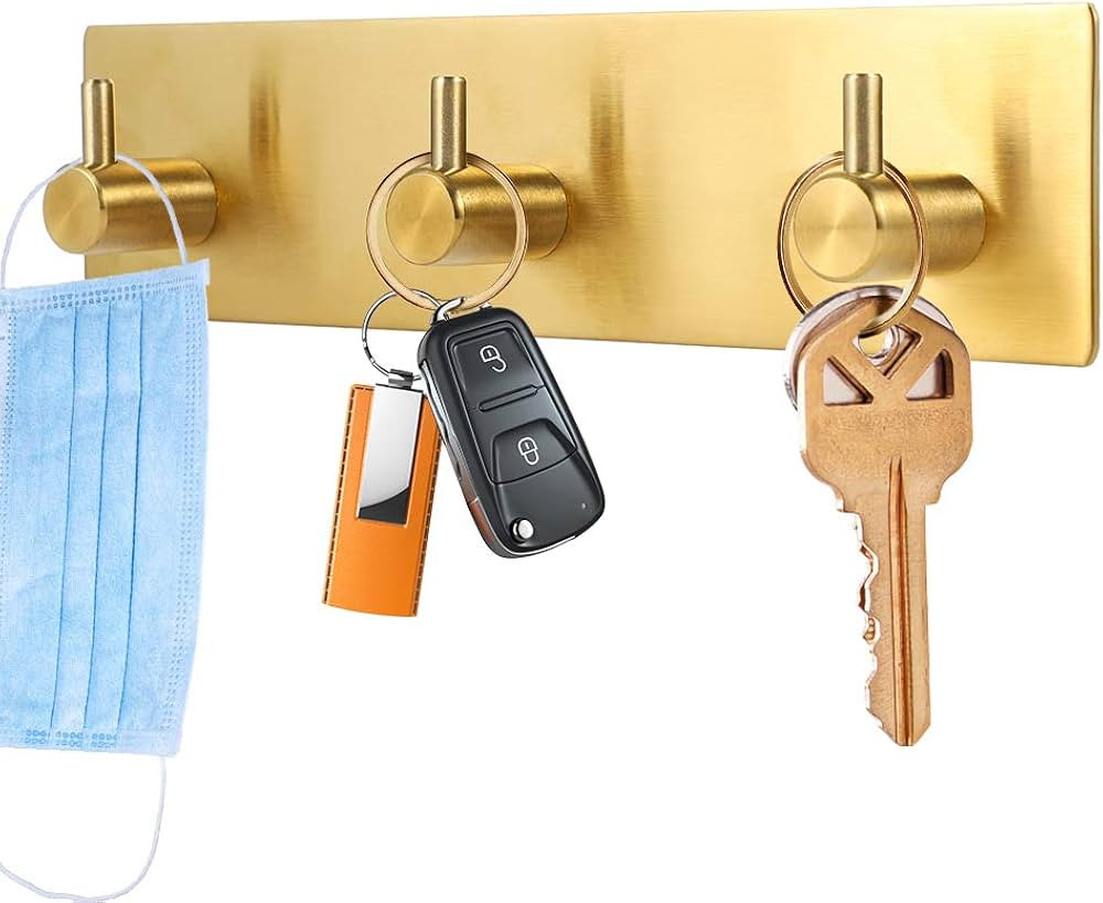 Picowe Key Holder for Wall Decorative, Adhesive Stainless Steel Key Hooks, Key Hanger Key Organiz... | Amazon (US)
