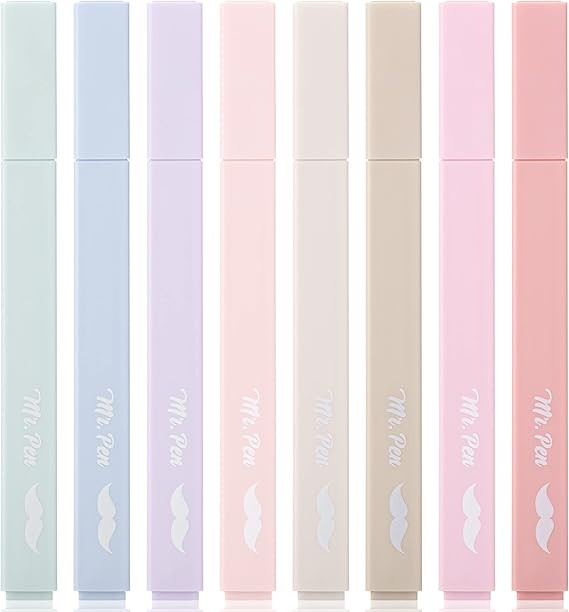 Mr. Pen- Aesthetic Highlighters, 8 Pcs, Chisel Tip, Muted Pastel Color, No Bleed Bible Highlighte... | Amazon (US)