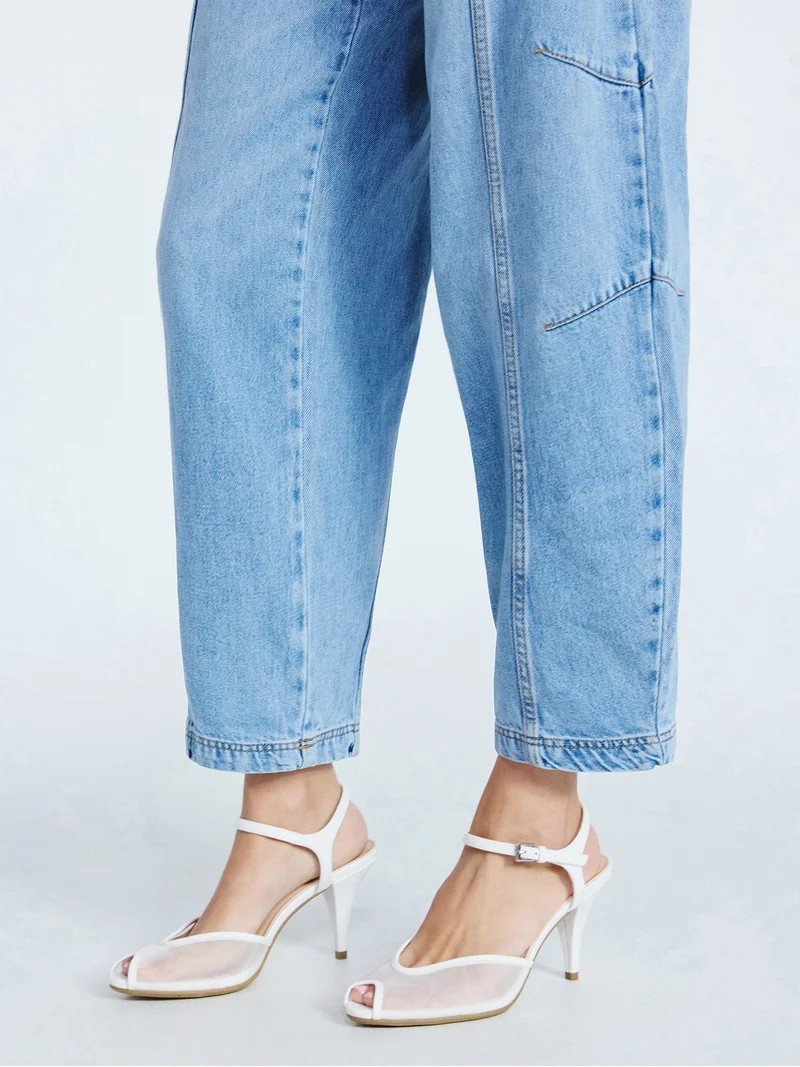 Scoop Women's Mesh Peep Toe Heels with Ankle Strap | Walmart (US)