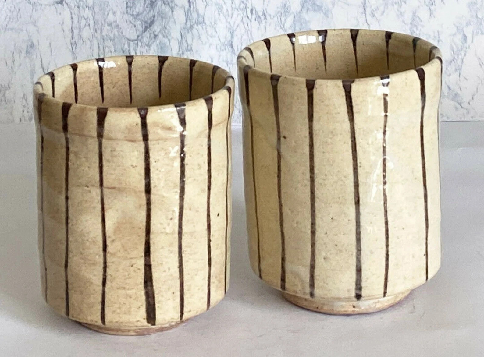 Yunomi Pair Set Japanese Tea Cup Mino Yaki Ware Tokusa Pattern Made in Japan - Etsy | Etsy (US)