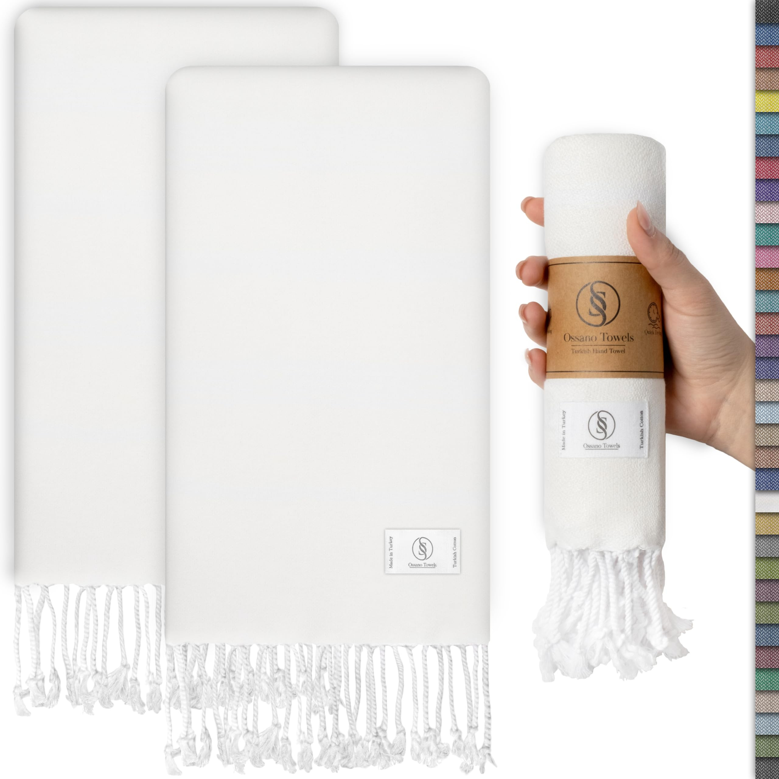 Amazon.com: Ossano Towels Turkish Classic Hand Towel Set of 2 - Decorative Towels for Kitchen and... | Amazon (US)