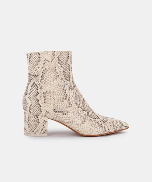 BEL BOOTIES IN BONE SNAKE PRINT LEATHER | DolceVita.com