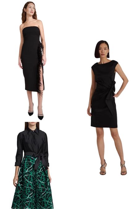 Holiday dress: we love this black dress with feathers & a leg slit, cap sleeve mini cocktail dress from Ralph Lauren & green printed shirt dress to wear during the holiday season! #holidaydress #holidayoutfit #giftguide #newyearseve #cocktaildress 

#LTKSeasonal #LTKHoliday #LTKGiftGuide