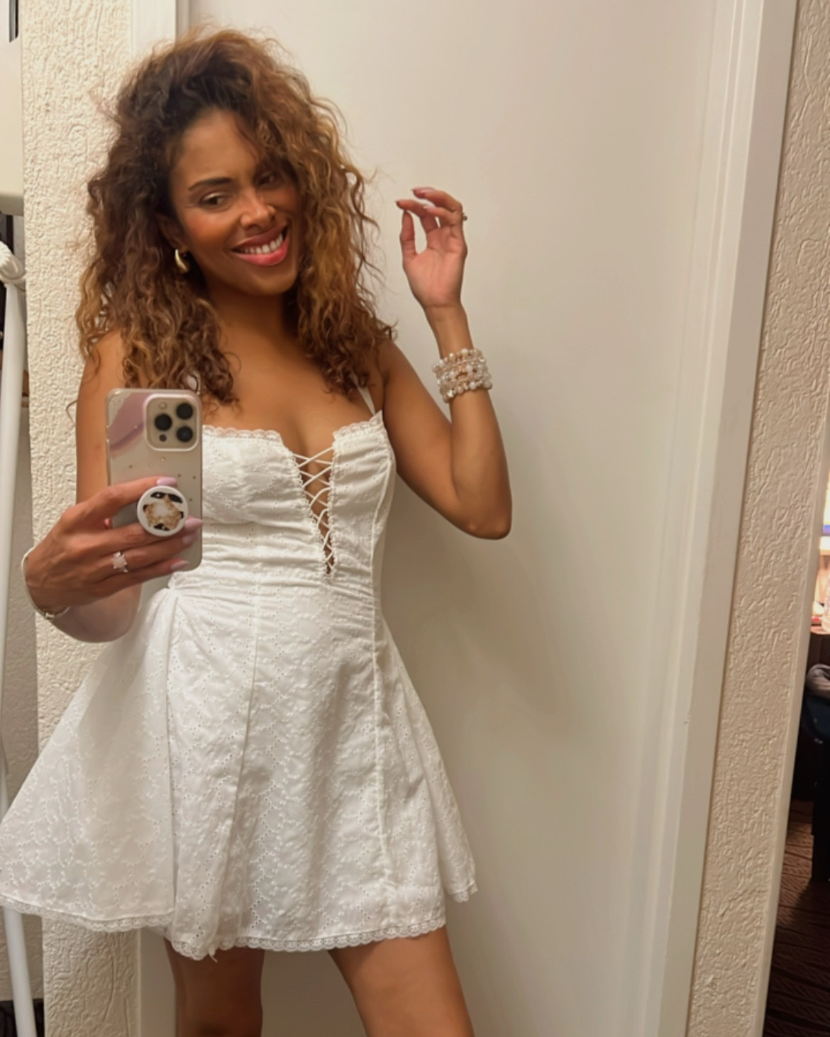 Wore this on July 4th 🇺🇸 to celebrate America! This dress is perfect! 😍 I had been saving it for a “special ocassion” and it did not disappoint! I recommend 10/10. It does run a little big, I’m normally a size Small and it is a little big on me on the upper halter area. The rest fit like a glove. Under $25!!! 👏🏽🫶🏽🤍 I paired it with my Aldo clear slides that I have on repeat since late Spring. 

#LTKFindsUnder50 #LTKShoeCrush #LTKSeasonal