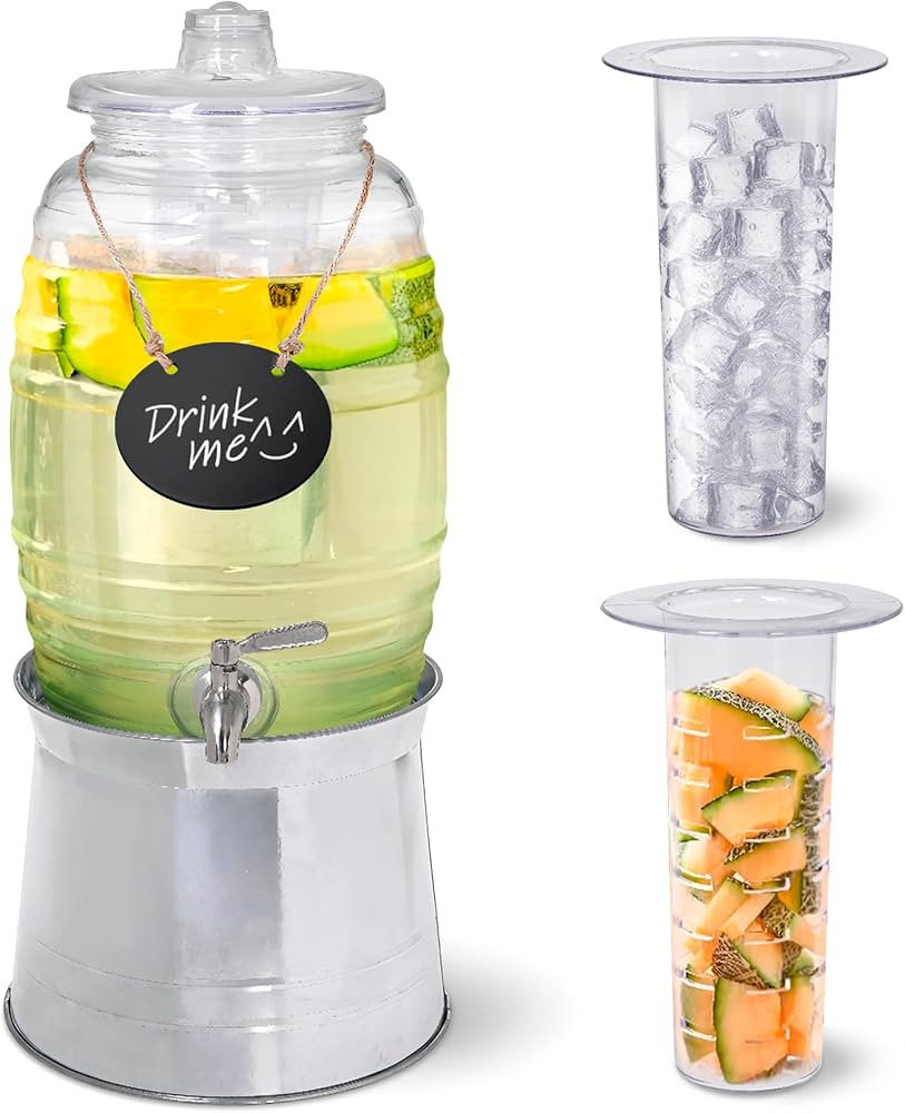 Drink Dispenser with Stainless Steel Tap and Stand - Durable and Leak-Proof - Includes Infusers, ... | Amazon (US)