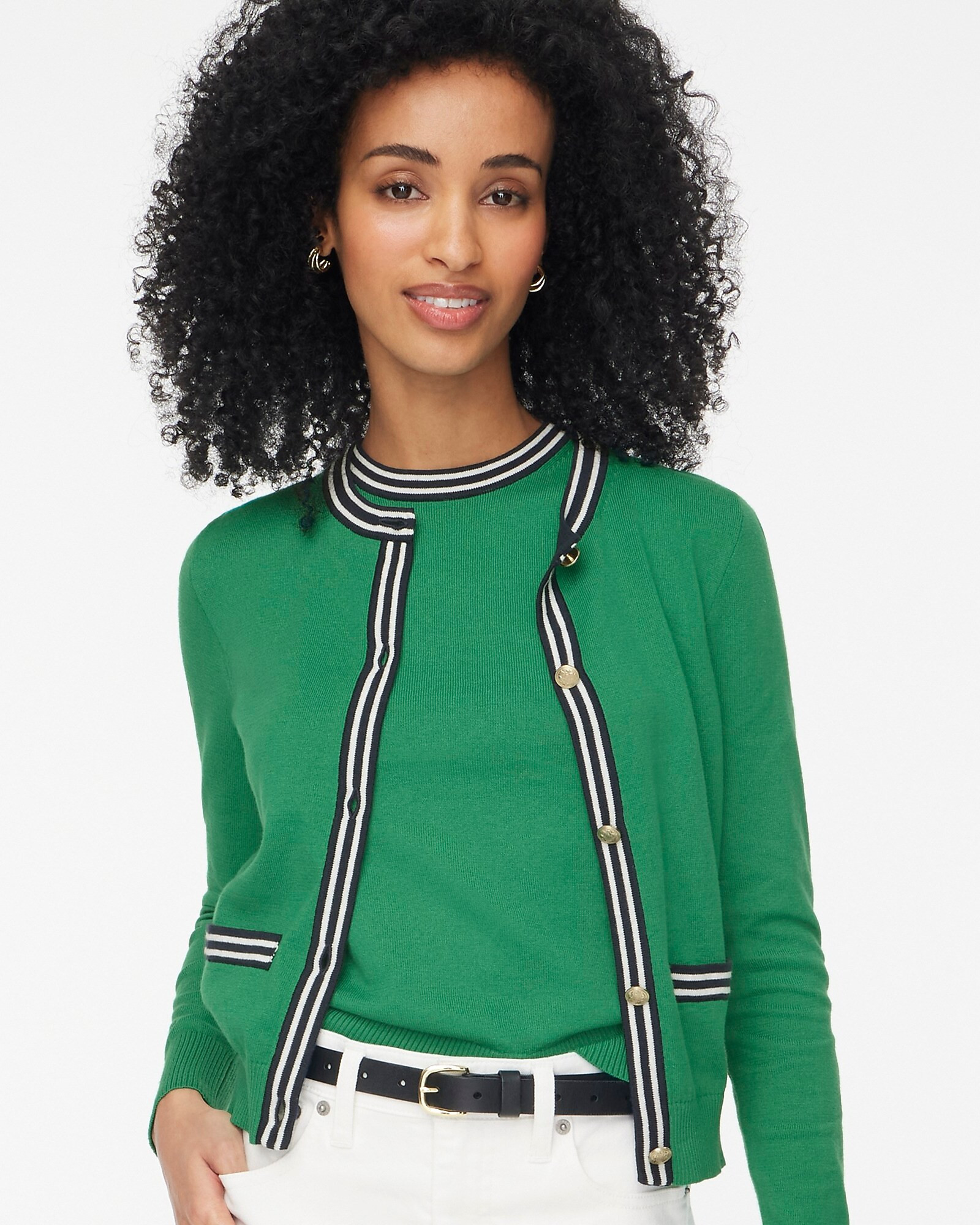 Contrast-trim cardigan sweater | J.Crew Factory
