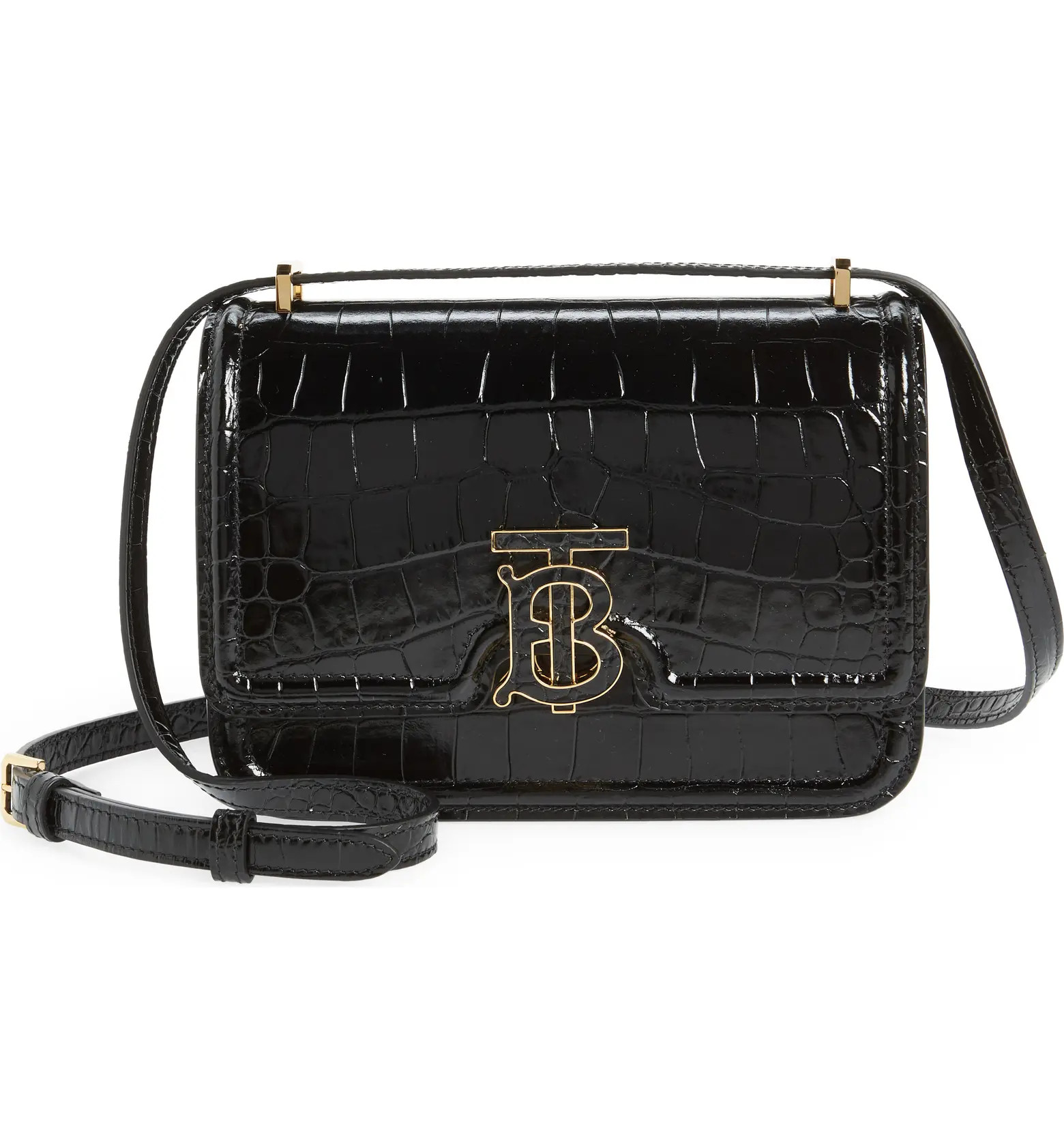 Burberry Small TB Monogram Croc Embossed Leather Shoulder Bag | Nordstrom | Nordstrom