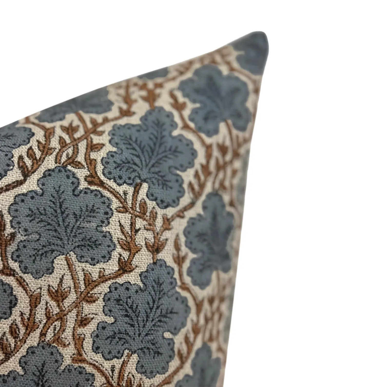 ELM || Designer Floral Linen Pillow Cover, Blue Floral Pillow Cover, Block Print Linen Pillow, La... | Etsy (US)