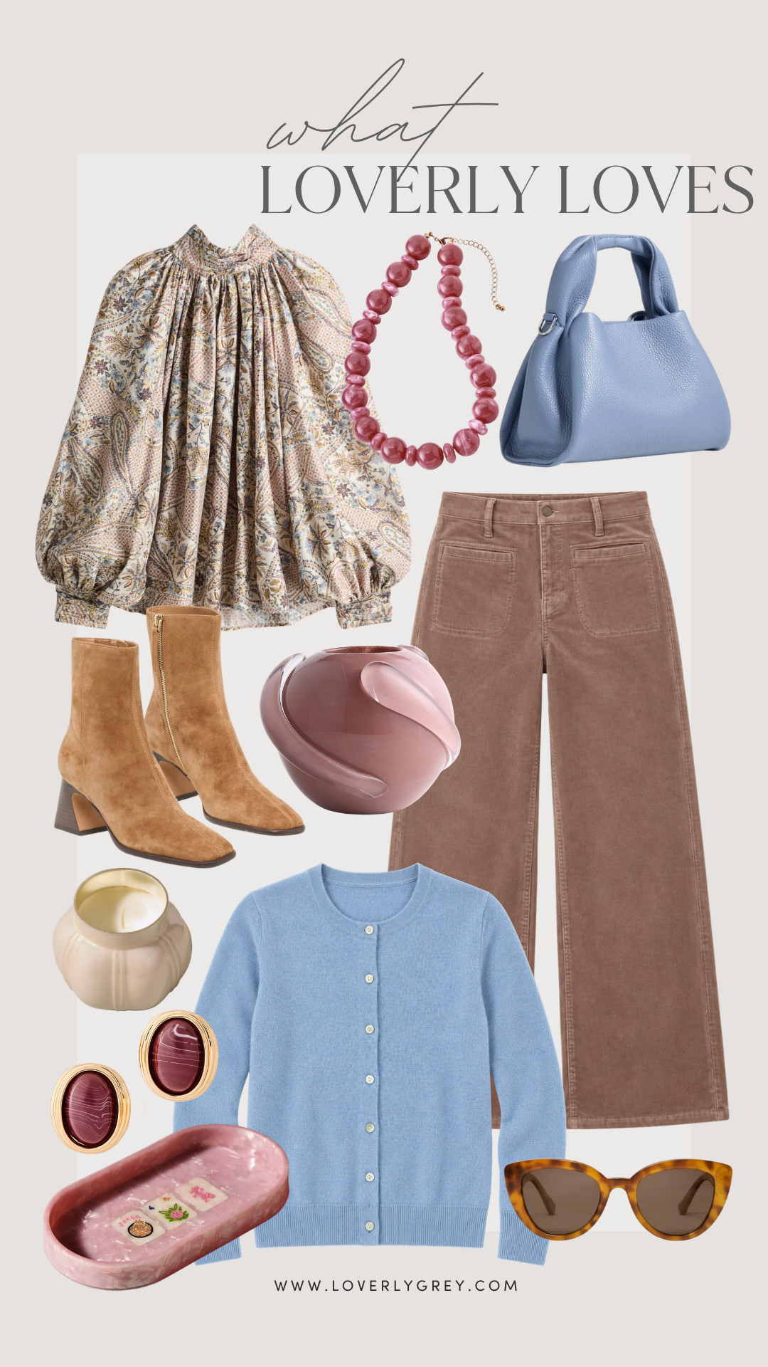 I loved the colors in this blouse, and I pulled all these finds to go along with it! Burgundies, blues, and browns have been colors constantly on my mind for fall!

Loverly Grey, fall outfit, quince, corduroy pants, blue cardigan, booties, fall blouse, jewelry 

 #LTKSeasonal