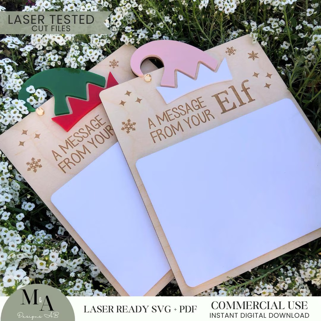 Elf Message Board Dry Erase Christmas Decor Holiday Tradition Sign Laser Ready File Beginner Glow... | Etsy (US)