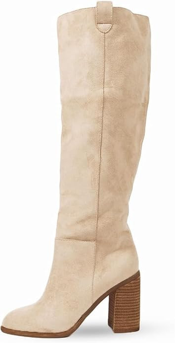 Suede Knee High Boots Fall Tall Slouch Boot For Women Chunky Heel | Amazon (US)
