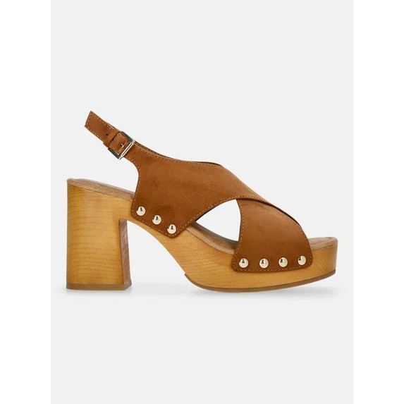 Time and Tru Women's X-Band Heeled Sandals | Walmart (US)