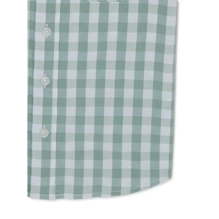 Wonder Nation Boys Woven Button Up T-Shirt with Short Sleeves, Sizes 4-12 & Husky | Walmart (US)