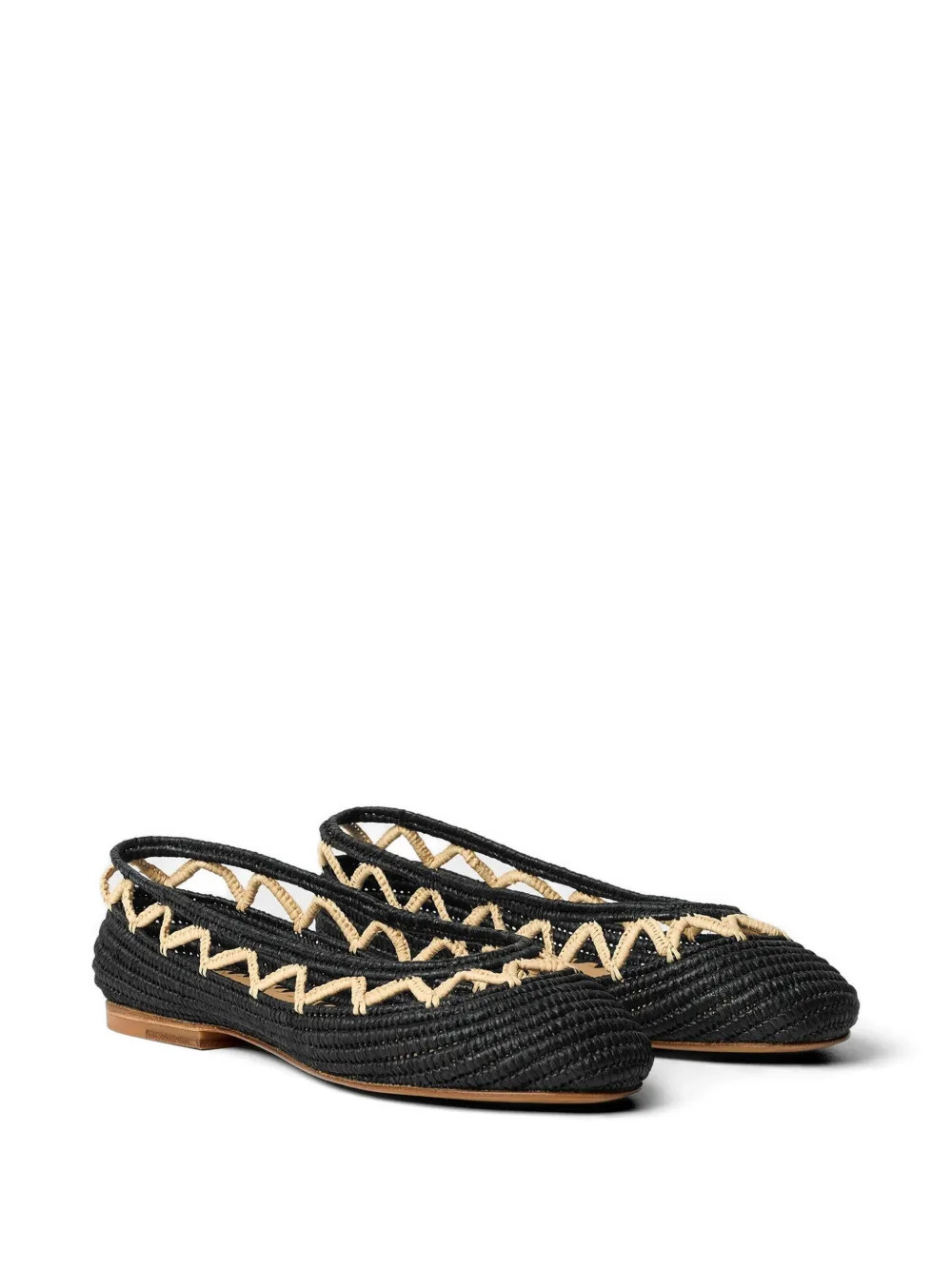 ODISSI zig-zag Raffia Ballet Flats | Black | FARFETCH IN | Farfetch Global