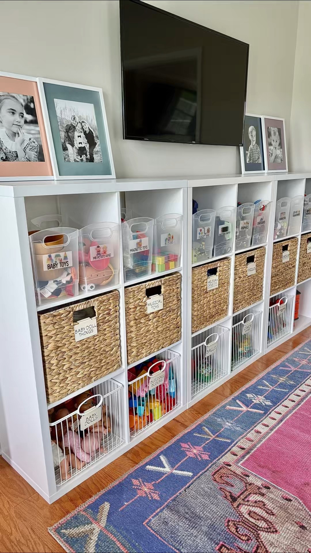 Playroom Organization • Cube Organizers • Functional Spaces

I used 13” cube shelves, clear bins, woven baskets, and wire baskets to pull together this functional (and cute!) toy storage setup in our downstairs  playroom. Everything is labeled which I love. I printed Avery labels on my printer and used clip-on basket labels for the baskets. I feel like it makes it easier for the kids to grab—and mostly put back all of their toys away. 

It’s been super functional and aesthetically pleasing so I’m happy.🤌🏼 😂

Shop all my go-to playroom storage finds below!

#LTKFamily #LTKKids #LTKHome