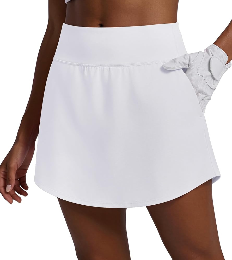 PINSPARK 16" Golf Skirts for Women Curved Hem Tennis Skirt High Waisted Athletic Skort with 4 Poc... | Amazon (US)