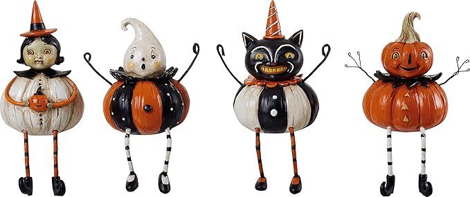 One Holiday Way Vintage Decorative Pumpkin-Shaped Halloween Figurines Shelf Sitter Decoration, Se... | Amazon (US)