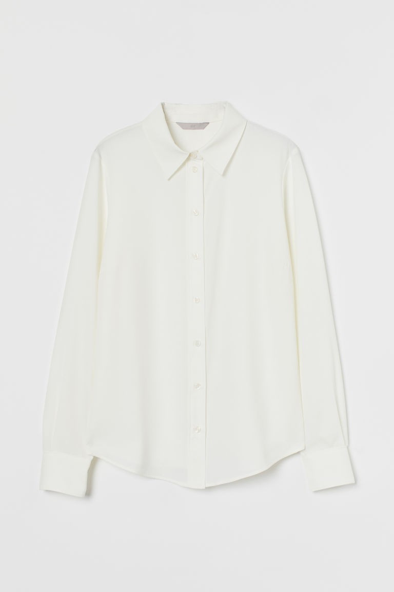 H & M - Long-sleeved Blouse - White | H&M (US + CA)