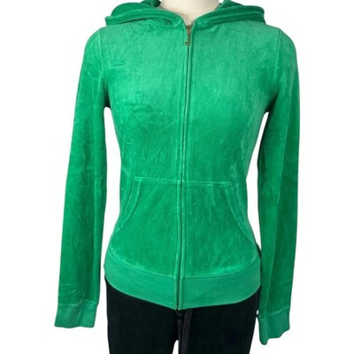 2000s mcbling Juicy Couture emerald green velour zip up hoodie | eBay US