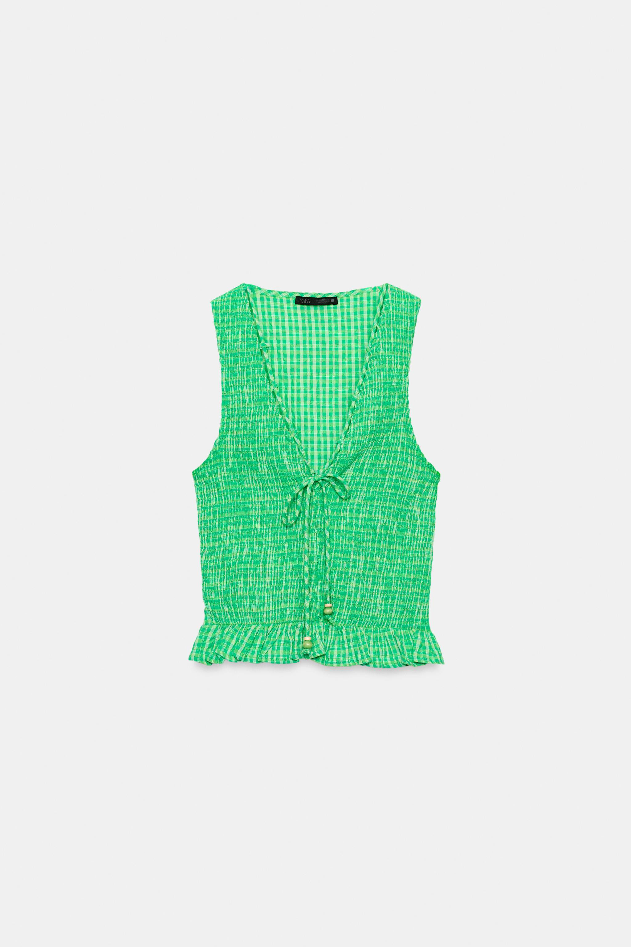 GINGHAM SMOCKED TOP | Zara US