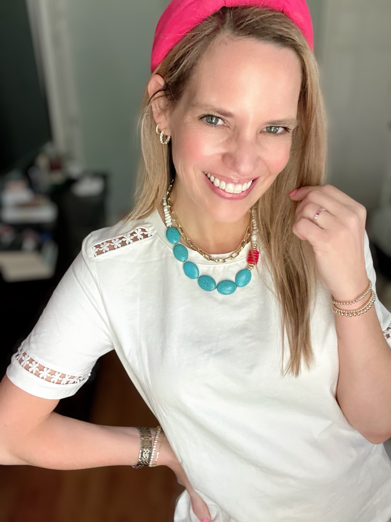Use code PREPPYREBEL for 10% off Melinda Maria jewelry!

Nothing says summer like scalloped shorts and eyelet trim! This Amazon top is under $15 and packed with darling detail—from the lace-cut shoulder insets to its comfy, breathable cotton-blend fabric (95% cotton, 5% elastane). I’m wearing a size S.

Paired it with these sunny yellow scalloped hem shorts for a bold and playful pop, plus neutral espadrille wedges to keep the look polished and breezy.

Topped it all off with a red knotted headband, turquoise and gold jewelry, and oversized sunnies for an instant mood boost.

Outfit details:
• White short sleeve eyelet trim top (Amazon, size S, under $15!)
• Scalloped hem shorts in yellow
• Neutral espadrille wedges
• Red knotted headband
• Melinda Maria gold jewelry – use PREPPYREBEL for 10% off!
• Turquoise statement necklace & oversized sunglasses

Style tip: This top comes in several colors and is the perfect elevated basic to mix and match all summer long!

#amazonfashion #summerstyle #scallopedshorts #espadrillewedges #affordablefashion #melindamaria #PREPPYREBEL #ltkunder50 #ltkfinds #summeroutfit #whitetop #statementaccessories #brightandbold #ltkstyletip


#LTKFindsUnder100 #LTKFindsUnder50 #LTKOver40