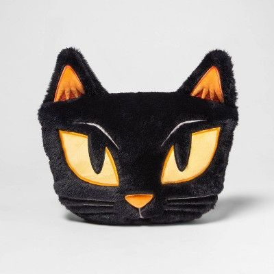 Cat Shaped Faux Fur Throw Pillow Black - Hyde & EEK! Boutique™ | Target