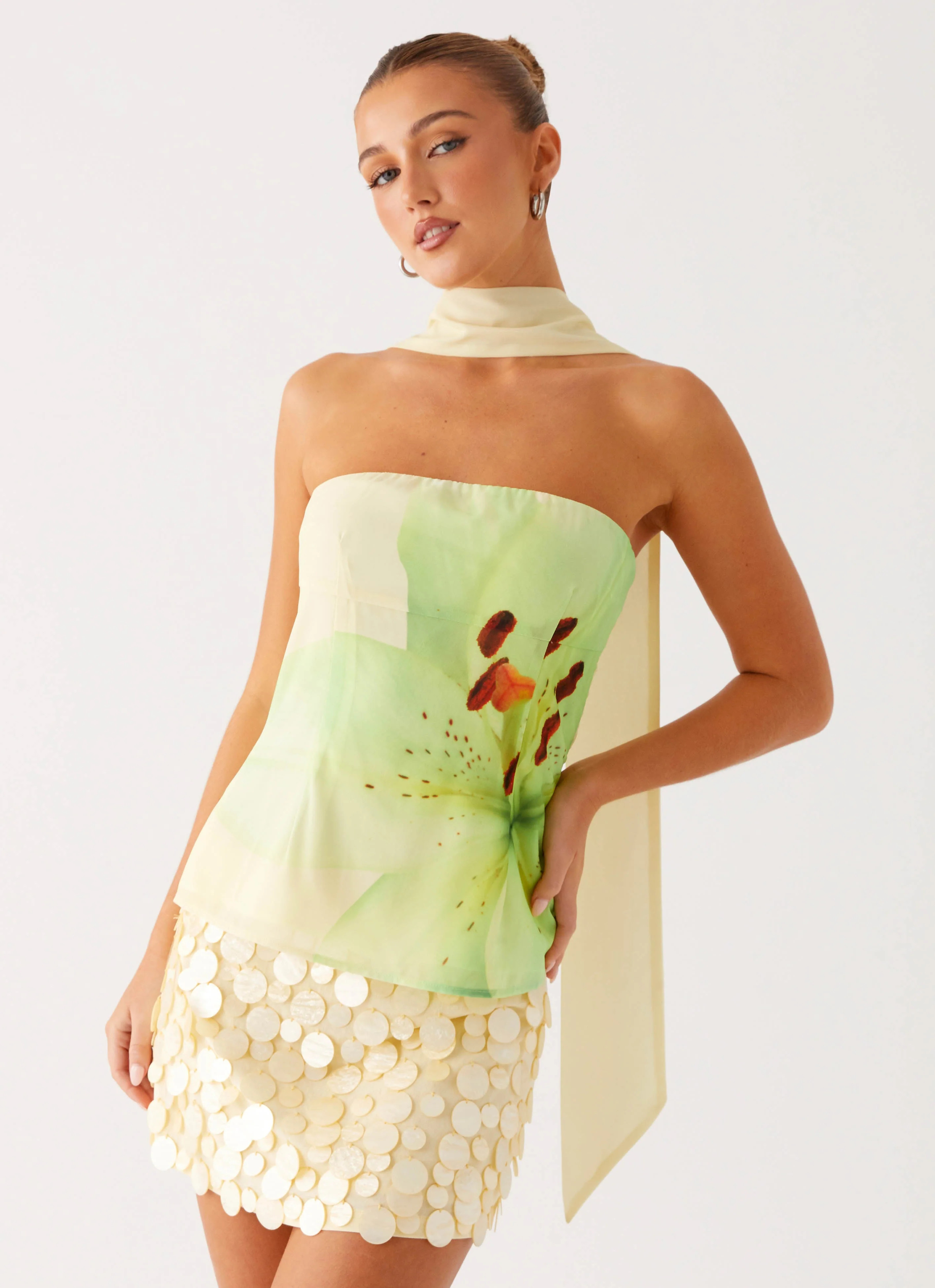 Blaise Scarf Top - Yellow Floral | Peppermayo (Global)