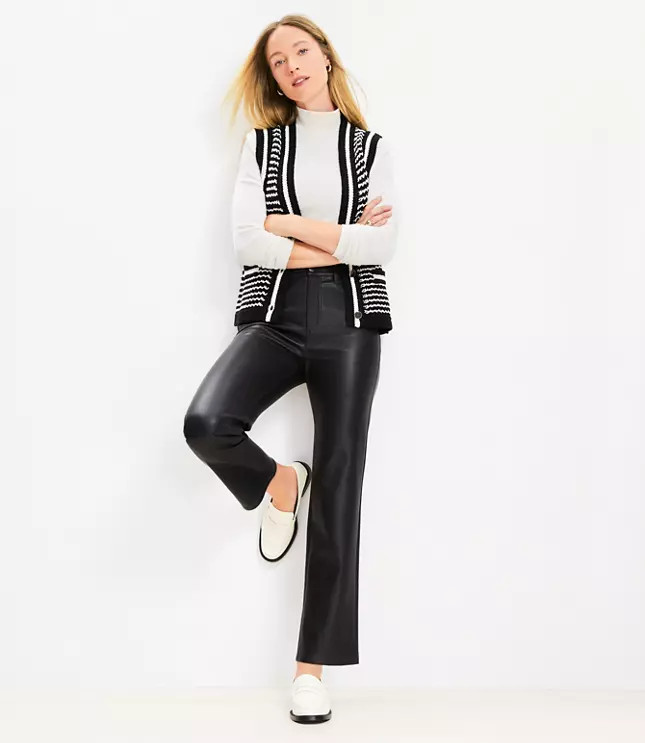 Five Pocket Straight Pants in Faux Leather | Loft | LOFT