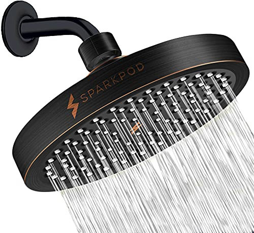 SparkPod Shower Head - High Pressure Rain - Premium Quality Luxury Design - 1-Min Install - Easy Clean Adjustable Replacement for Your Bathroom Shower Heads (Vintage Oil Rubbed Bronze, 6 Inch Round) | Amazon (US)